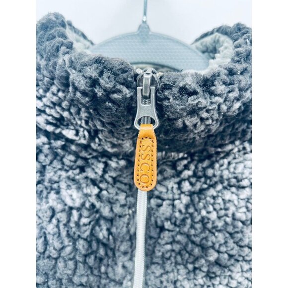 Simply Southern Women’s Jacket Faux Fur Sherpa Quarter Zip Pullover Gray Size S - Picture 11 of 12
